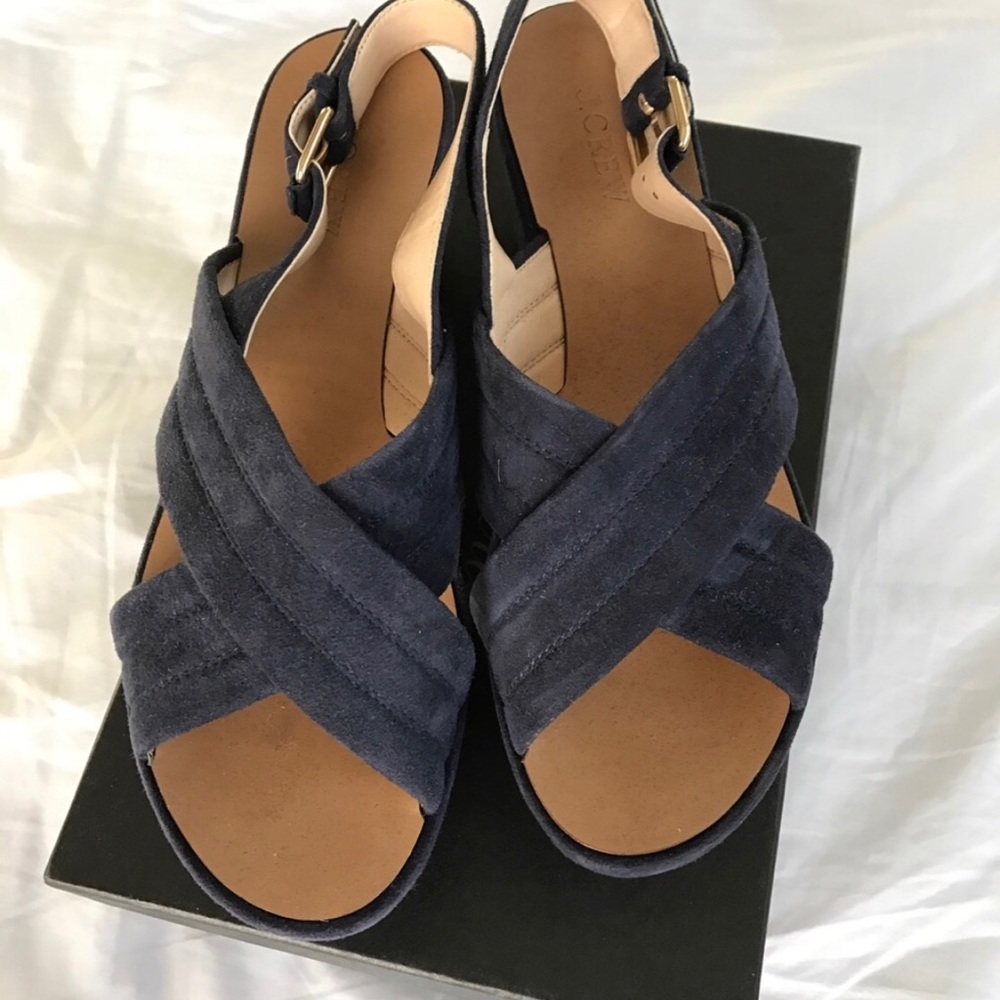 J. Crew Marcie Navy Suede Wedge - Sz 7.5